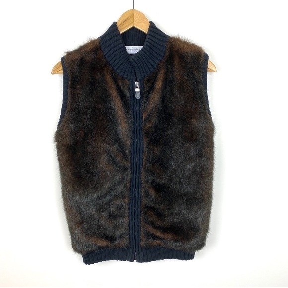 Marisa Christina Faux Fur Vest Brown Black Women’s Size S - Picture 5 of 8
